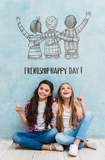 Free PSD | Girls on friendship day mock-up