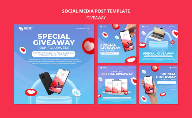 Free PSD | Giveaway instagram posts template design