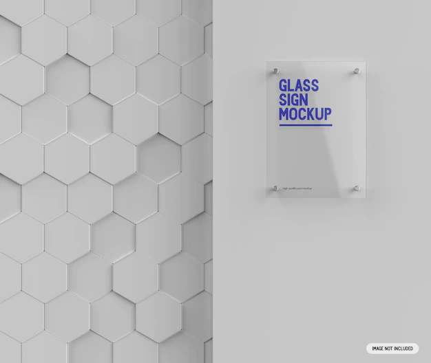 Free PSD | Glass sign mockup