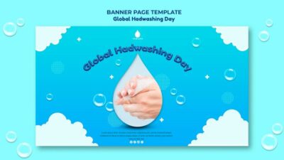 Free PSD | Global handwashing day banner concept template