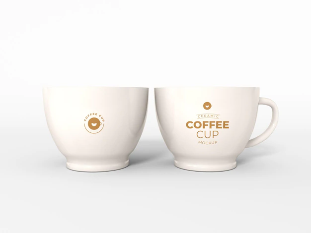 Free PSD | Glossy ceramic coffee cup mockup