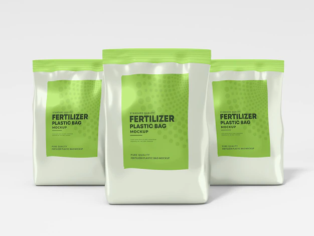 Free PSD | Glossy foil fertilizer bag mockup