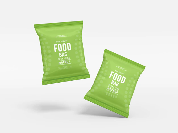 Free PSD | Glossy foil food bag  packaging mockup