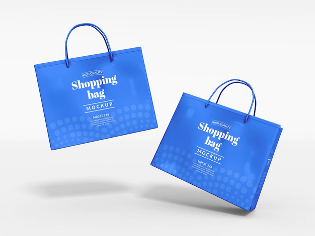 Free PSD | Glossy shopping bag branding mockup