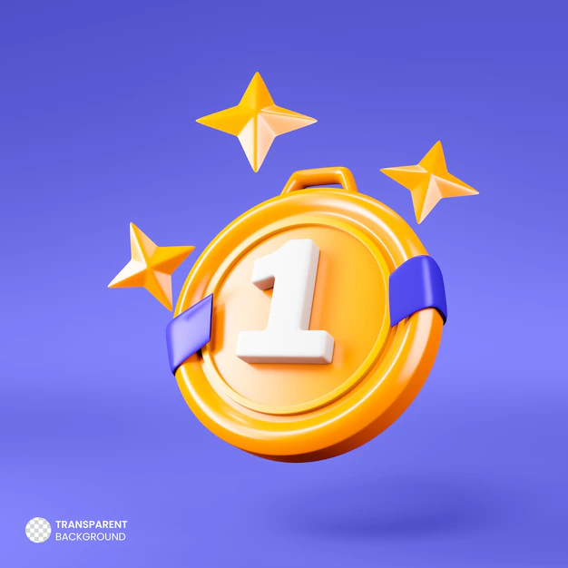 Free PSD | Gold medal icon isolated 3d render illustration