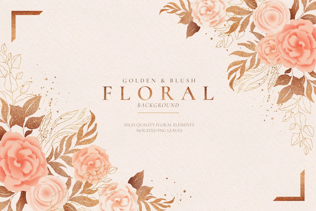 Free PSD | Golden and blush floral background