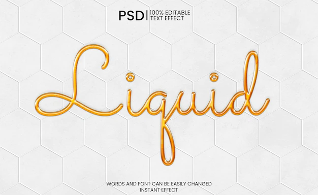 Free PSD | Golden liquid text efect