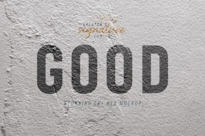 Free PSD | Golden logo mockup on grunge concrete wall branding sign logo mockup front view