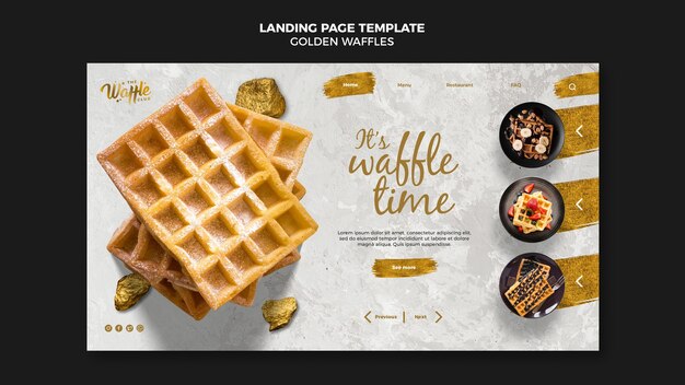 Free PSD | Golden waffles homepage template