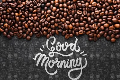 Free PSD | Good morning background with coffee beans