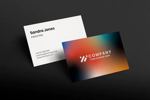 Free PSD | Gradient business card mockup psd colorful tech corporate identity
