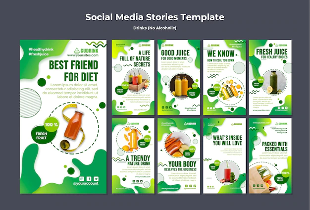 Free PSD | Gradient drink instagram stories template design