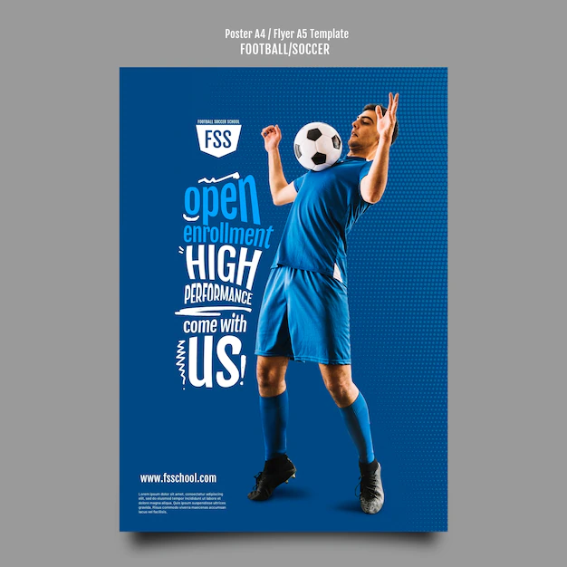 Free PSD | Gradient football game a4 poster template