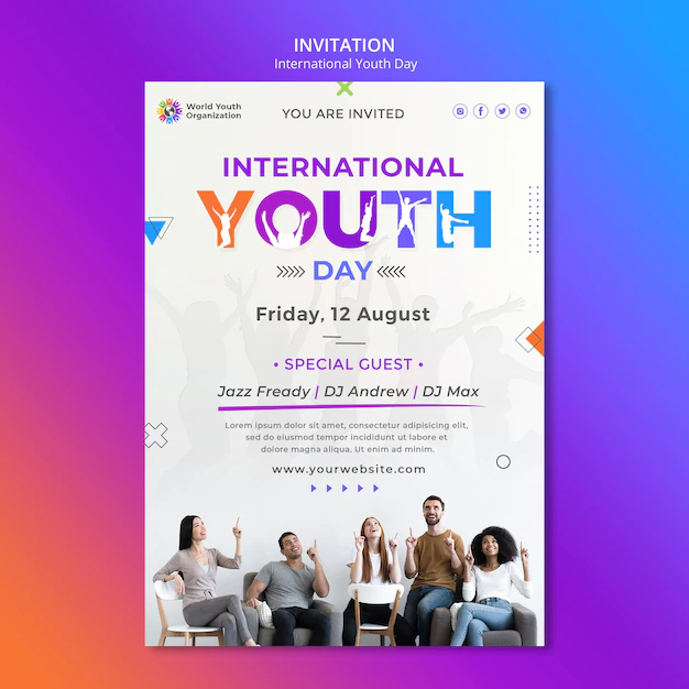 Free PSD | Gradient international youth day invitation template