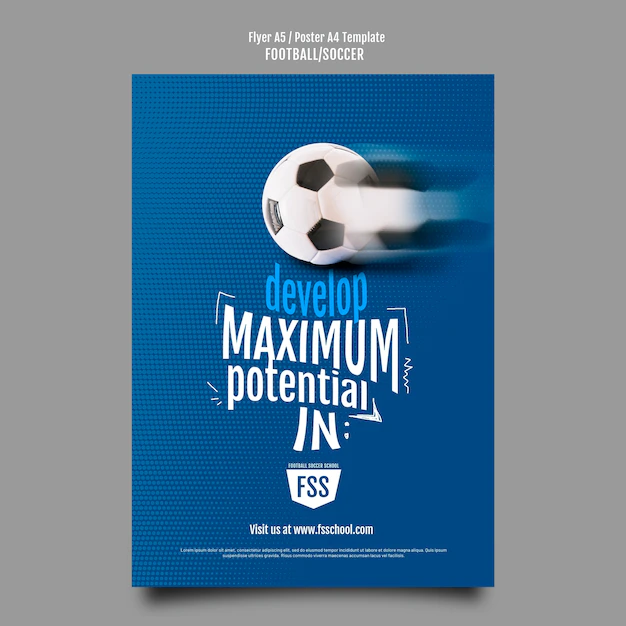 Free PSD | Gradient soccer game a4 poster template