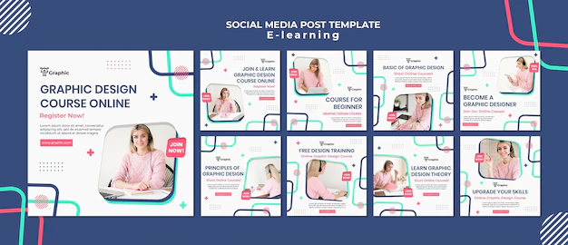 Free PSD | Graphic design course social media posts