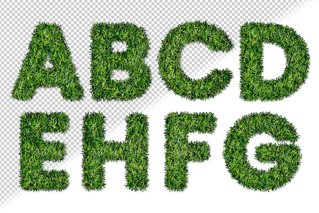 Free PSD | Grass alphabet letters set a to h