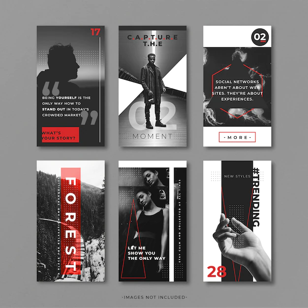 Free PSD | Grey and red instragram story template