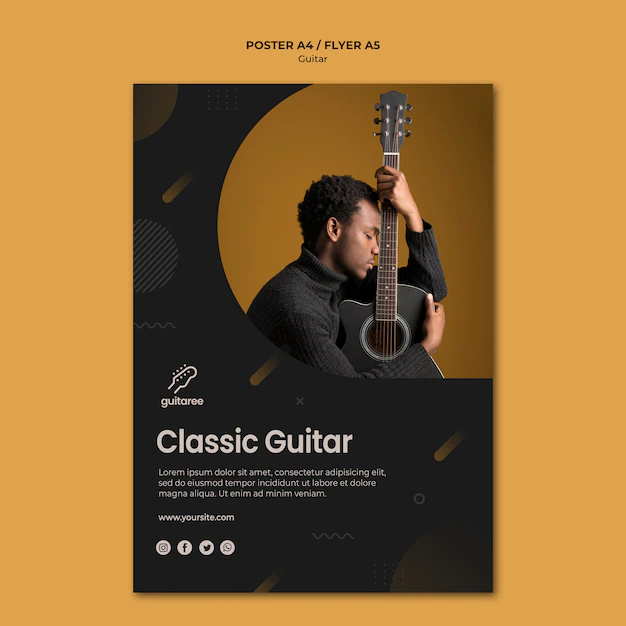 Free PSD | Guitar player poster style