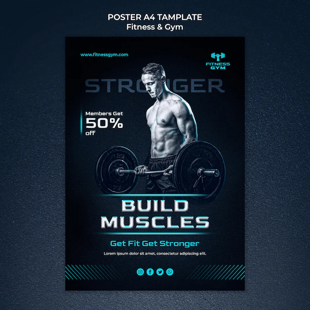 Free PSD | Gym fitness poster template