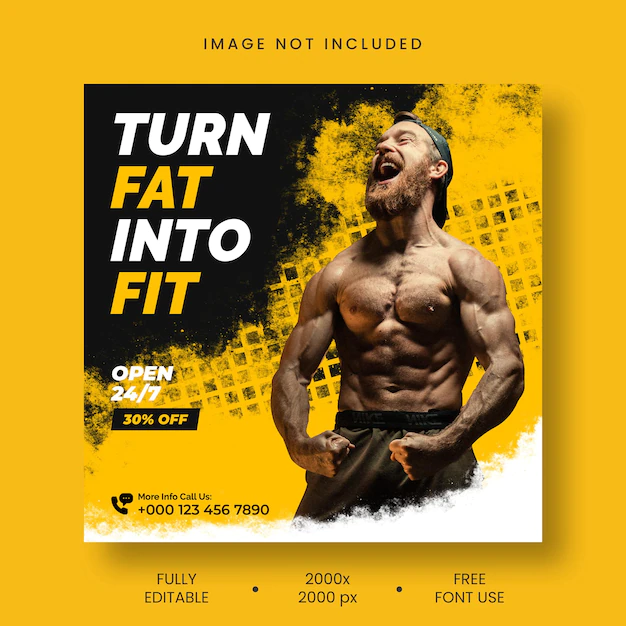Free PSD | Gym fitness social media and instagram post template