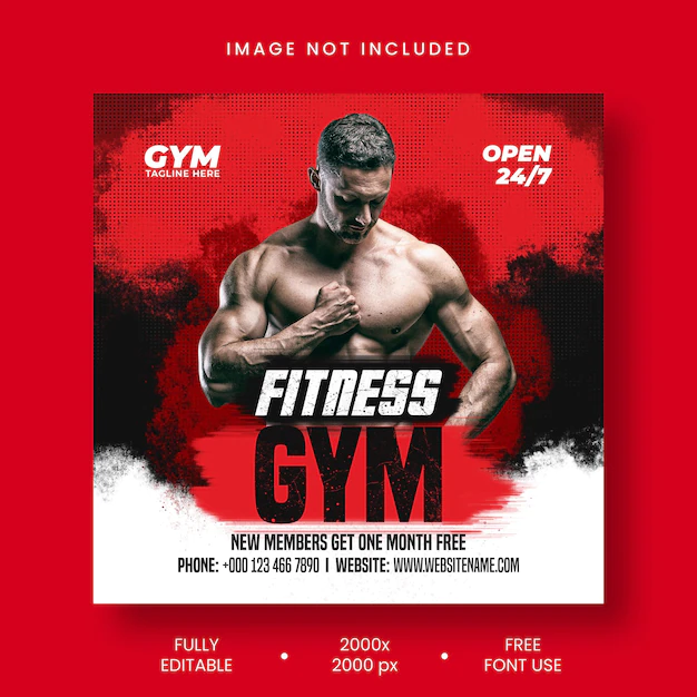 Free PSD | Gym fitness social media post template