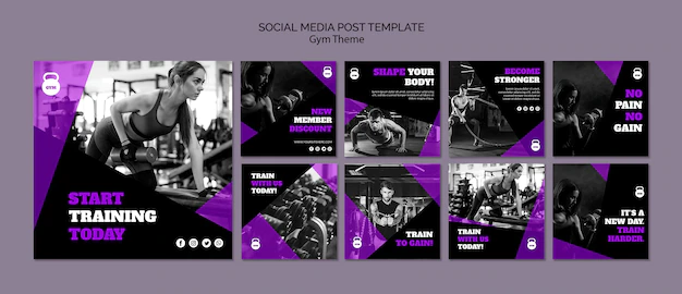 Free PSD | Gym theme concept social media post template