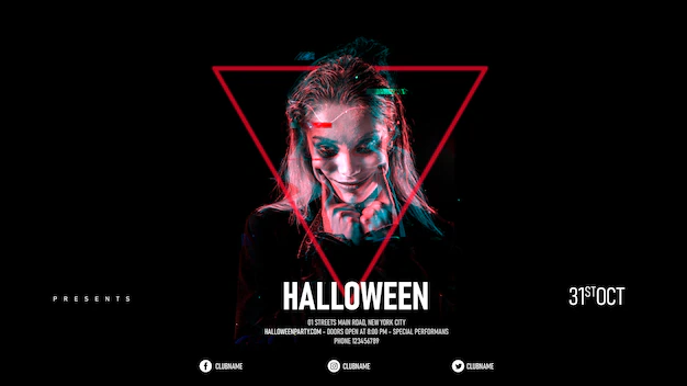 Free PSD | Halloween make-up woman in a triangle
