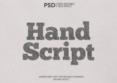 Free PSD | Hand drawn scrip mockup