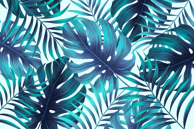 Free PSD | Hand painted summer print with tropical leaves