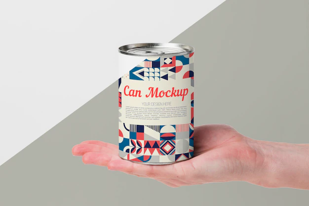 Free PSD | Hand with tin can