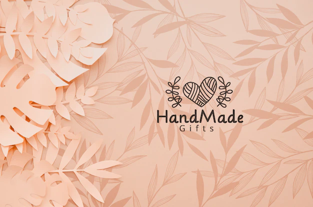 Free PSD | Handmade paper plants with monstera and palm leaves