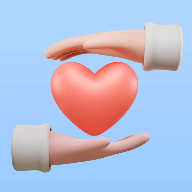 Free PSD | Hands holding heart symbol icon in 3d rendering