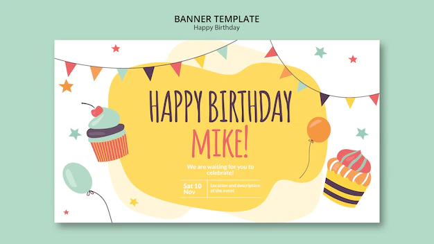 Free PSD | Happy birthday concept banner template