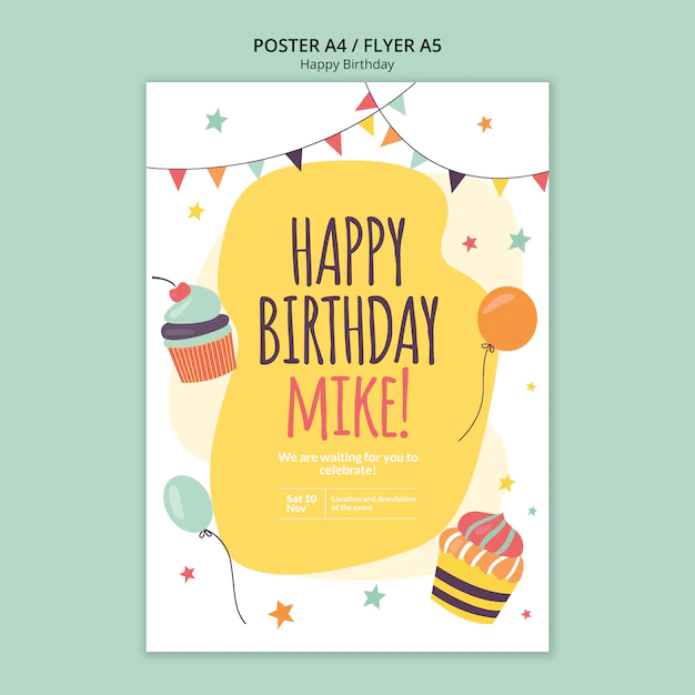 Free PSD | Happy birthday concept poster template