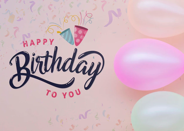 Free PSD | Happy birthday to you lettering with pastel balloons