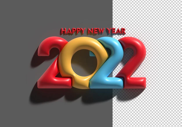 Free PSD | Happy new year 2022 3d render transparent psd file