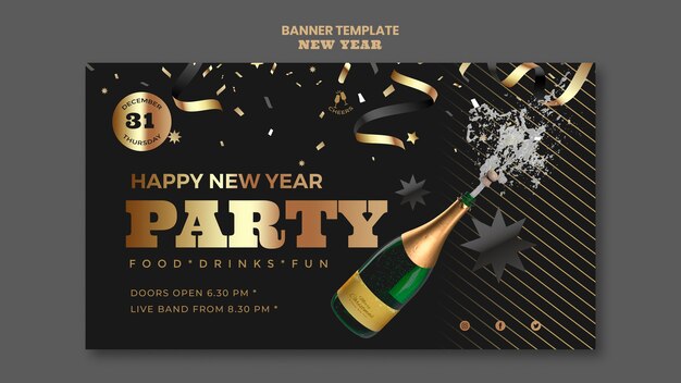 Free PSD | Happy new year party banner template