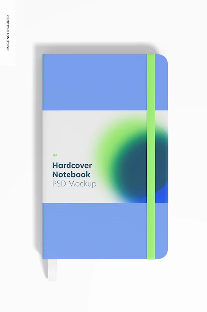 Free PSD | Hardcover notebooks with elastic band mockup, front view