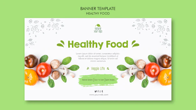 Free PSD | Healthy food banner template concept