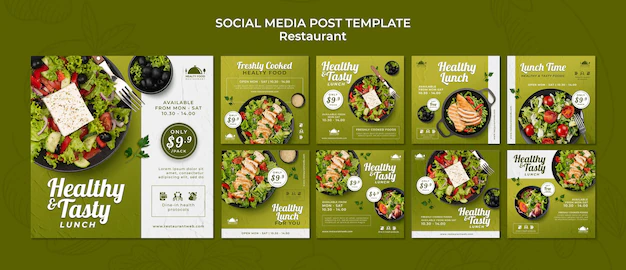 Free PSD | Healthy food restaurant social media posts