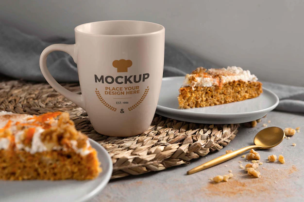 Free PSD | Healthy sweet recipe with mock-up mug