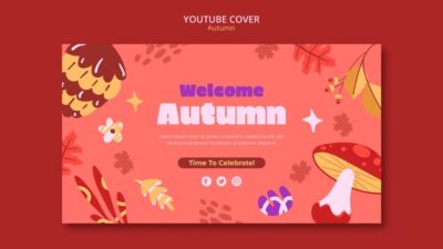 Free PSD | Hello autumn season youtube cover