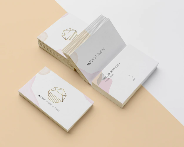 Free PSD | High angle assortment of mock-up business card