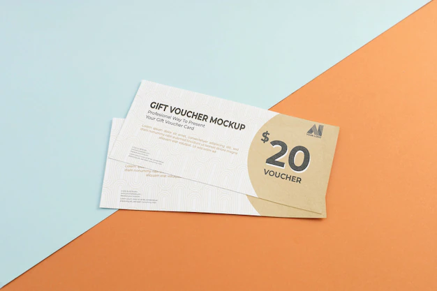 Free PSD | High angle minimalist design vouchers