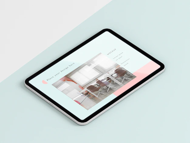 Free PSD | High angle modern tablet with screen mock-up
