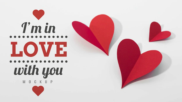 Free PSD | High angle of paper hearts with message