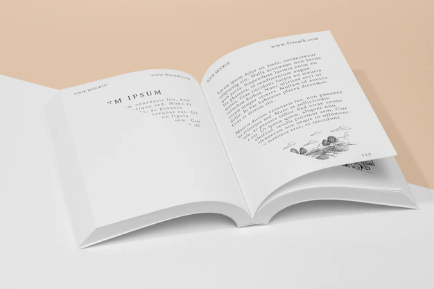 Free PSD | High angle open book mock-up with illustration
