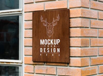 Free PSD | Hipster shop sign mockup with an elk motif