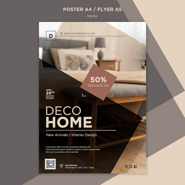 Free PSD | Home deco sales print template